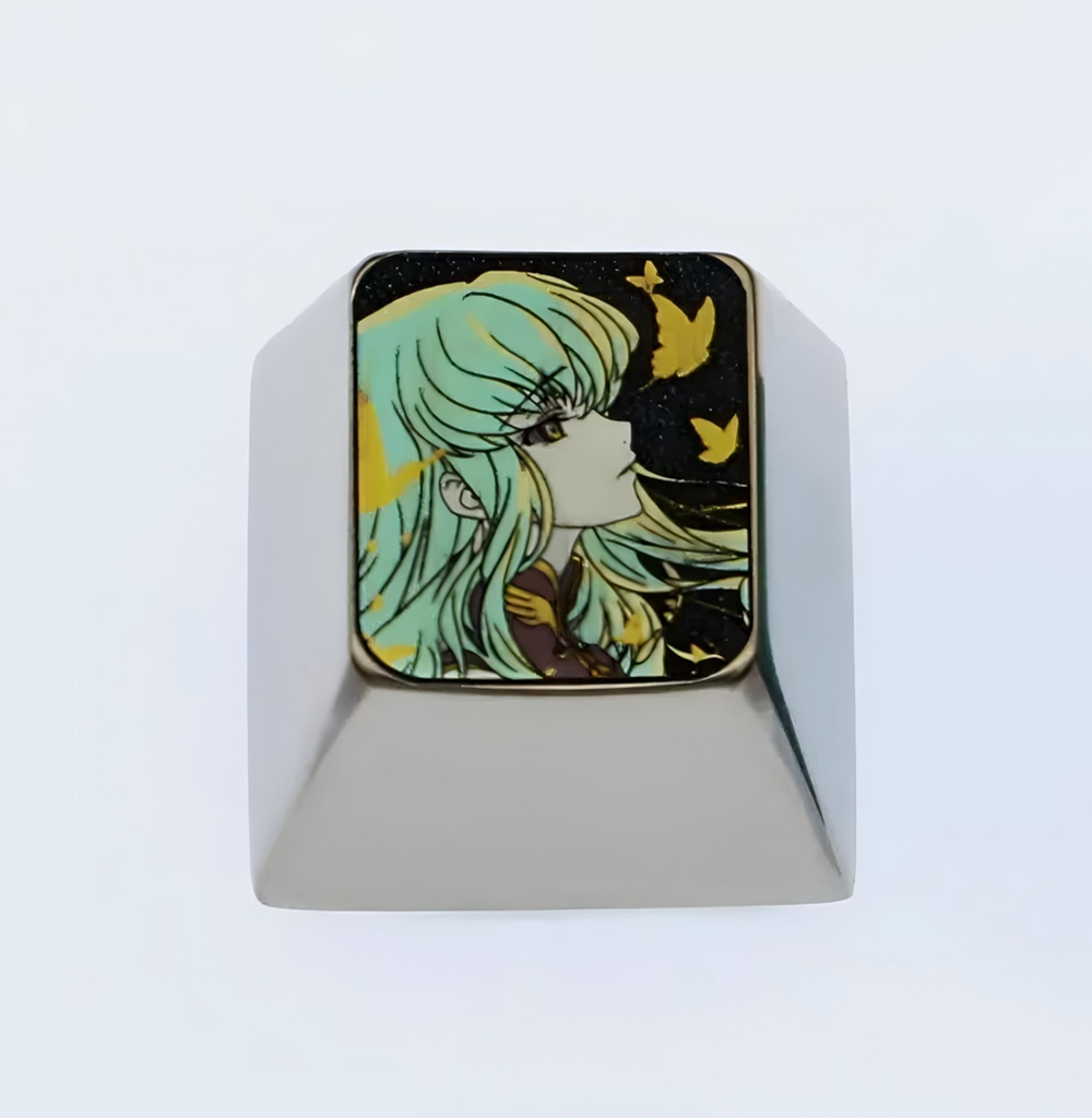CODE GEASS Lelouch of the Rebellion, CC, Titanium alloy carving, Metal personalized keycaps, Mechanical keyboard decorative keycaps