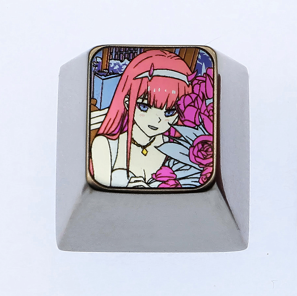 DARLING in the FRANXX, Zero Two, 1U titanium alloy carved metal personalized keycaps, decorative keycaps