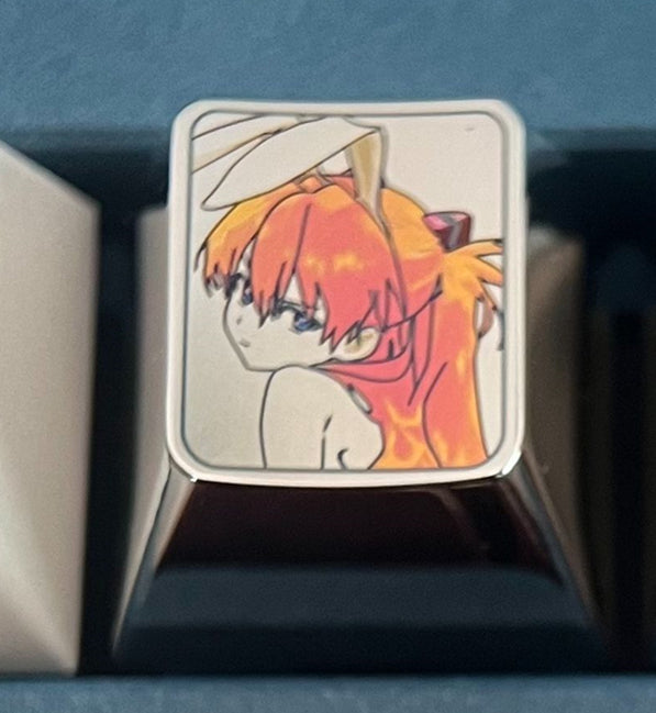 EVA, Asuka two expressions 1U personalized keycaps, titanium alloy metal decorative keycaps