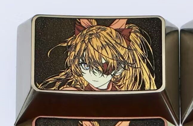 Asuka, two 1.5U titanium alloy personalized keycaps, mechanical keyboard metal decorative keycaps