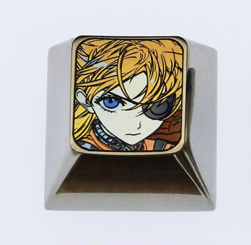 EVA, Asuka eye mask, 1U titanium alloy personalized keycap, Directional key set,metal carved anime character decoration keycap