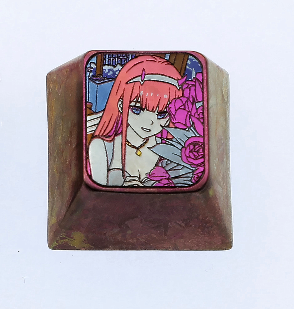 DARLING in the FRANXX, Zero Two, 1U titanium alloy carved metal personalized keycaps, decorative keycaps