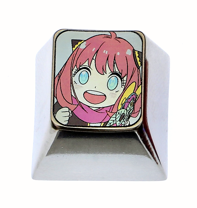 Anya Forger, 1U titanium alloy color carved personalized keycaps, keyboard decorative keycaps.