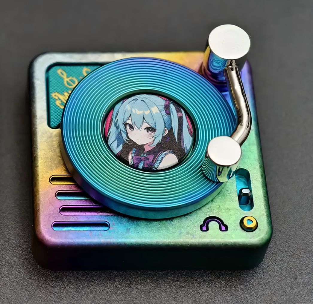 4U personalized keycaps for record players, Timascus,titanium alloy decorative keycaps, artistic custom keycaps