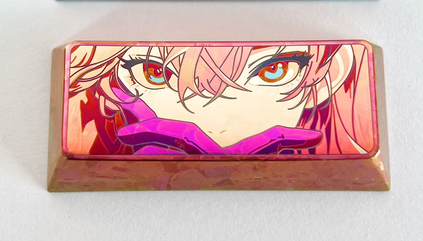 Asuka, 2.25U titanium alloy carved keycaps, personalized keycaps, metal decorative keycaps.