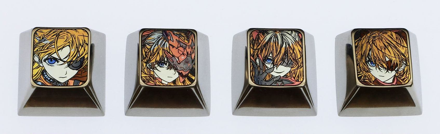 EVA, Asuka eye mask, 1U titanium alloy personalized keycap, Directional key set,metal carved anime character decoration keycap