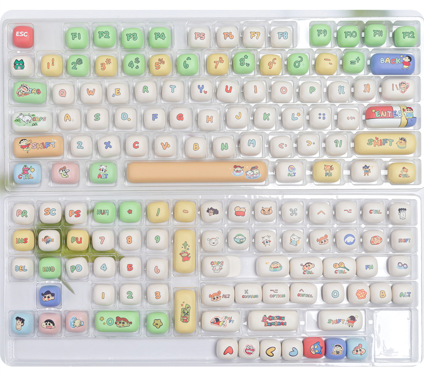 Crayon Shin chan keycaps MOG, MOA round height white cute MAC sublimation keycaps