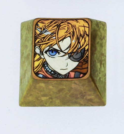 EVA, Asuka eye mask, 1U titanium alloy personalized keycap, Directional key set,metal carved anime character decoration keycap