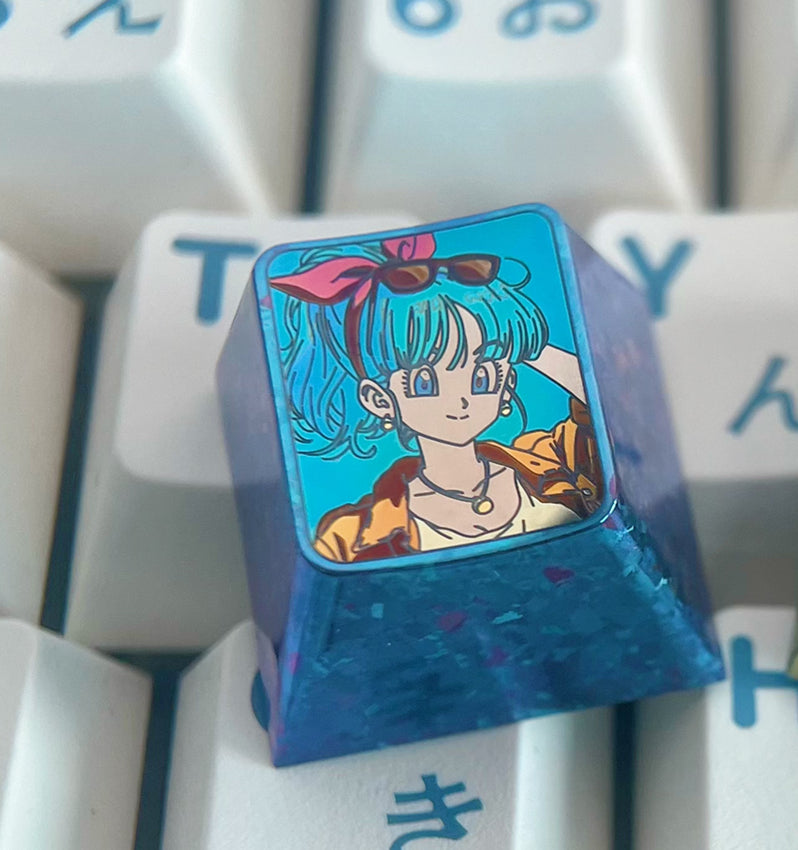 DRAGON BALL, Bulma, Android 18, 1U titanium alloy personalized keycaps, metal anime keycaps