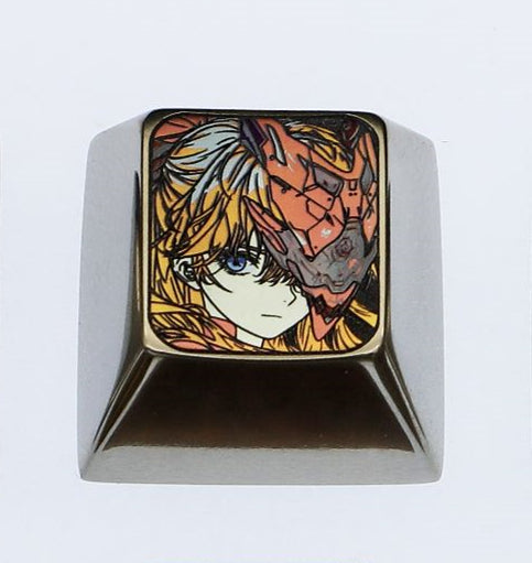EVA, Asuka eye mask, 1U titanium alloy personalized keycap, Directional key set,metal carved anime character decoration keycap