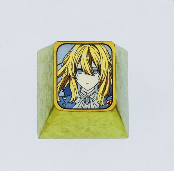 Violet Evergarden, Titanium alloy, colored titanium alloy personalized decorative mechanical keyboard keycaps.B