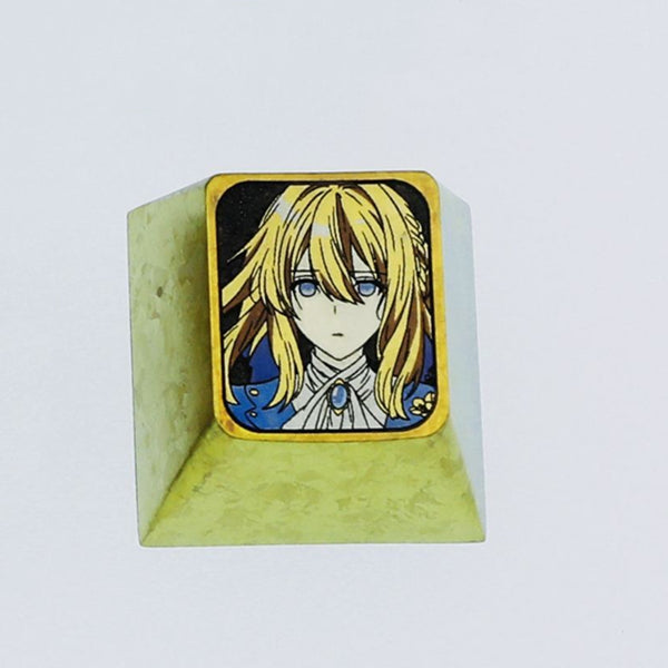 Violet Evergarden, Titanium alloy, colored titanium alloy personalized decorative mechanical keyboard keycaps.B
