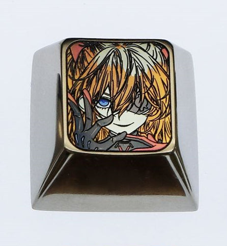 EVA, Asuka eye mask, 1U titanium alloy personalized keycap, Directional key set,metal carved anime character decoration keycap