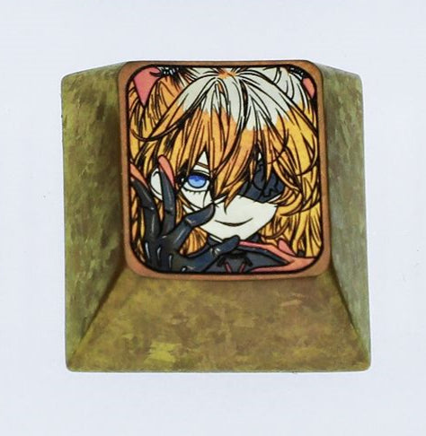 EVA, Asuka eye mask, 1U titanium alloy personalized keycap, Directional key set,metal carved anime character decoration keycap