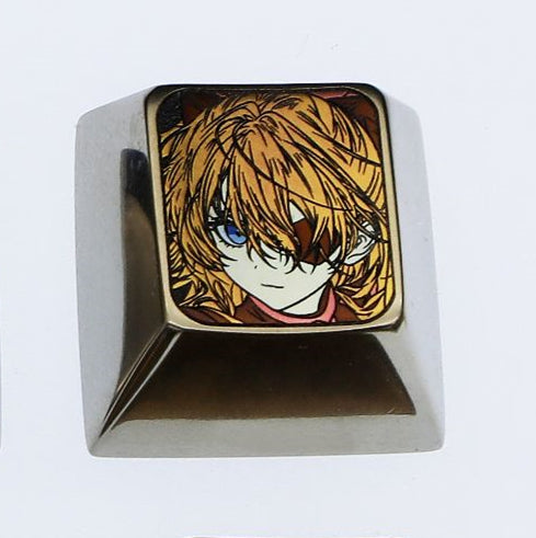 EVA, Asuka eye mask, 1U titanium alloy personalized keycap, Directional key set,metal carved anime character decoration keycap