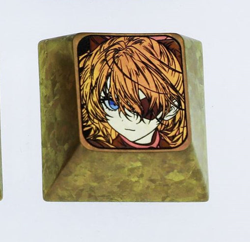 EVA, Asuka eye mask, 1U titanium alloy personalized keycap, Directional key set,metal carved anime character decoration keycap