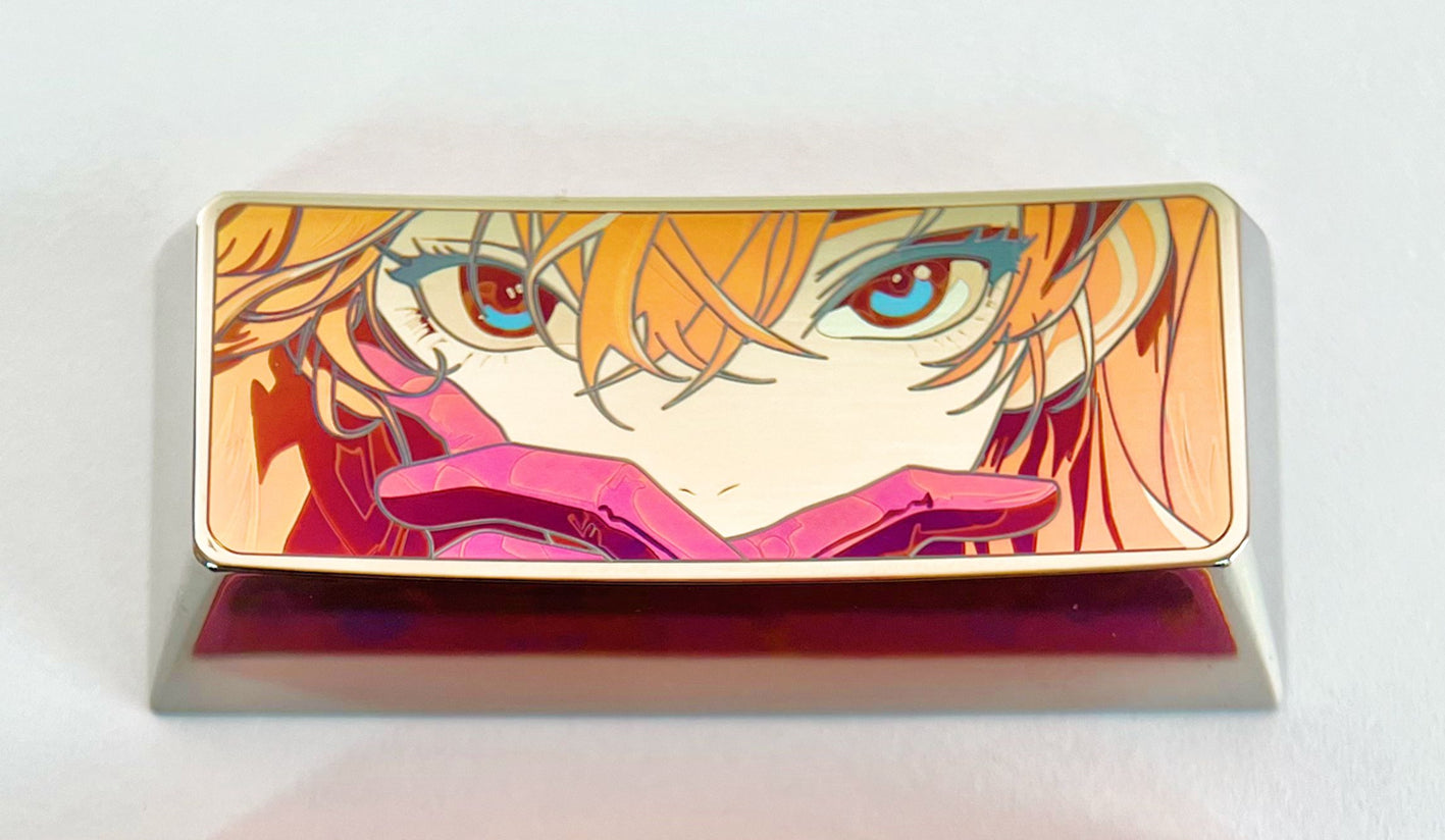 Asuka, 2.25U titanium alloy carved keycaps, personalized keycaps, metal decorative keycaps.
