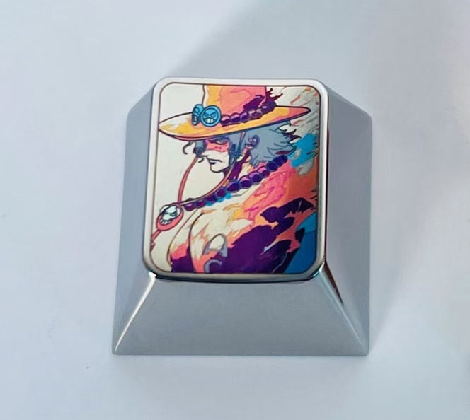 One Piece, Portgas · D · Ace, 1U titanium alloy carved keycaps, personalized keycap decoration keycaps