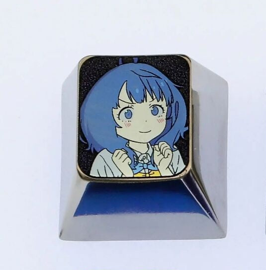 too many losing heroines!, Colored titanium alloy carved keycaps. 1U, mechanical keyboard with personalized keycaps