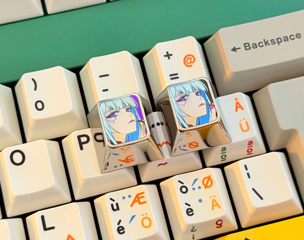 Cyberpunk, Lucy 1U Titanium Metal Keycaps, Personalized Keycaps, Keyboard Decorative Keycaps