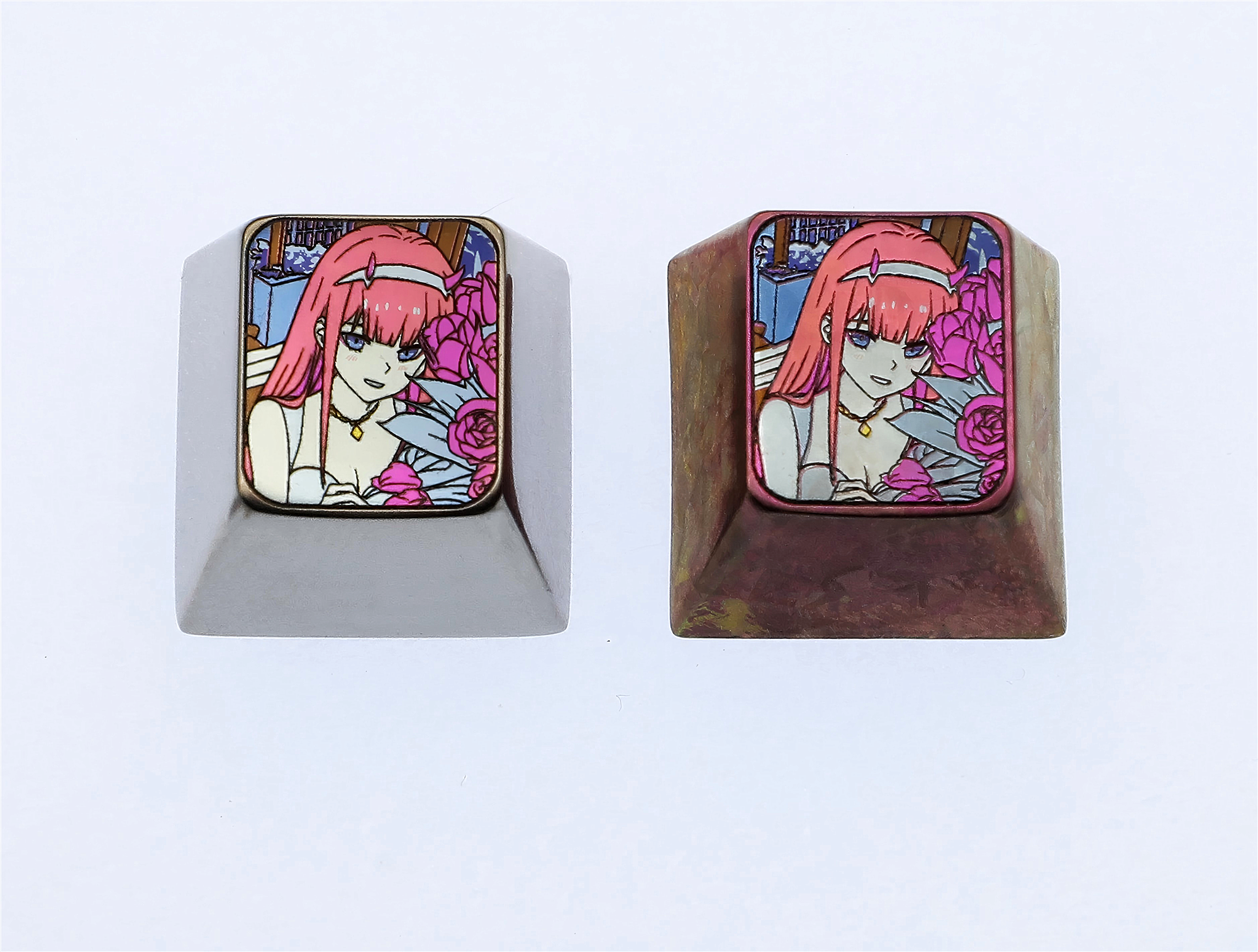 DARLING in the FRANXX, Zero Two, 1U titanium alloy carved metal personalized keycaps, decorative keycaps