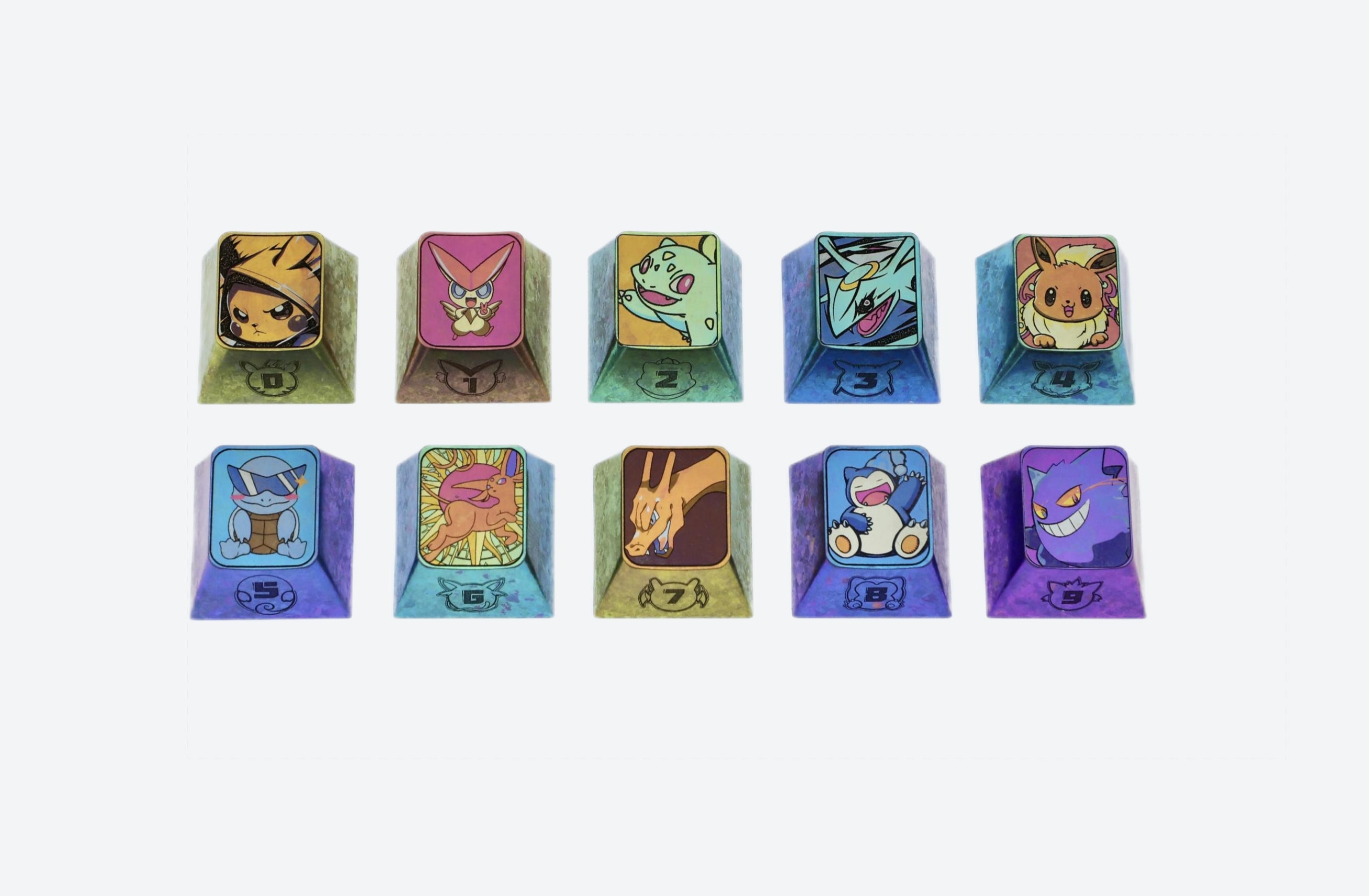 Pok é mon Titanium Alloy Carving Keycaps 1U Personalized Keycaps, Metal Decorative Keycaps, Anime Metal Art Keycaps