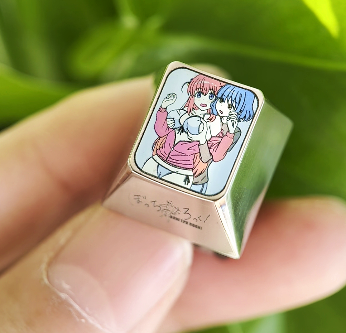 BOCCHI THE ROCK!, 1U titanium alloy personalized keycap, anime metal decorative keycap.