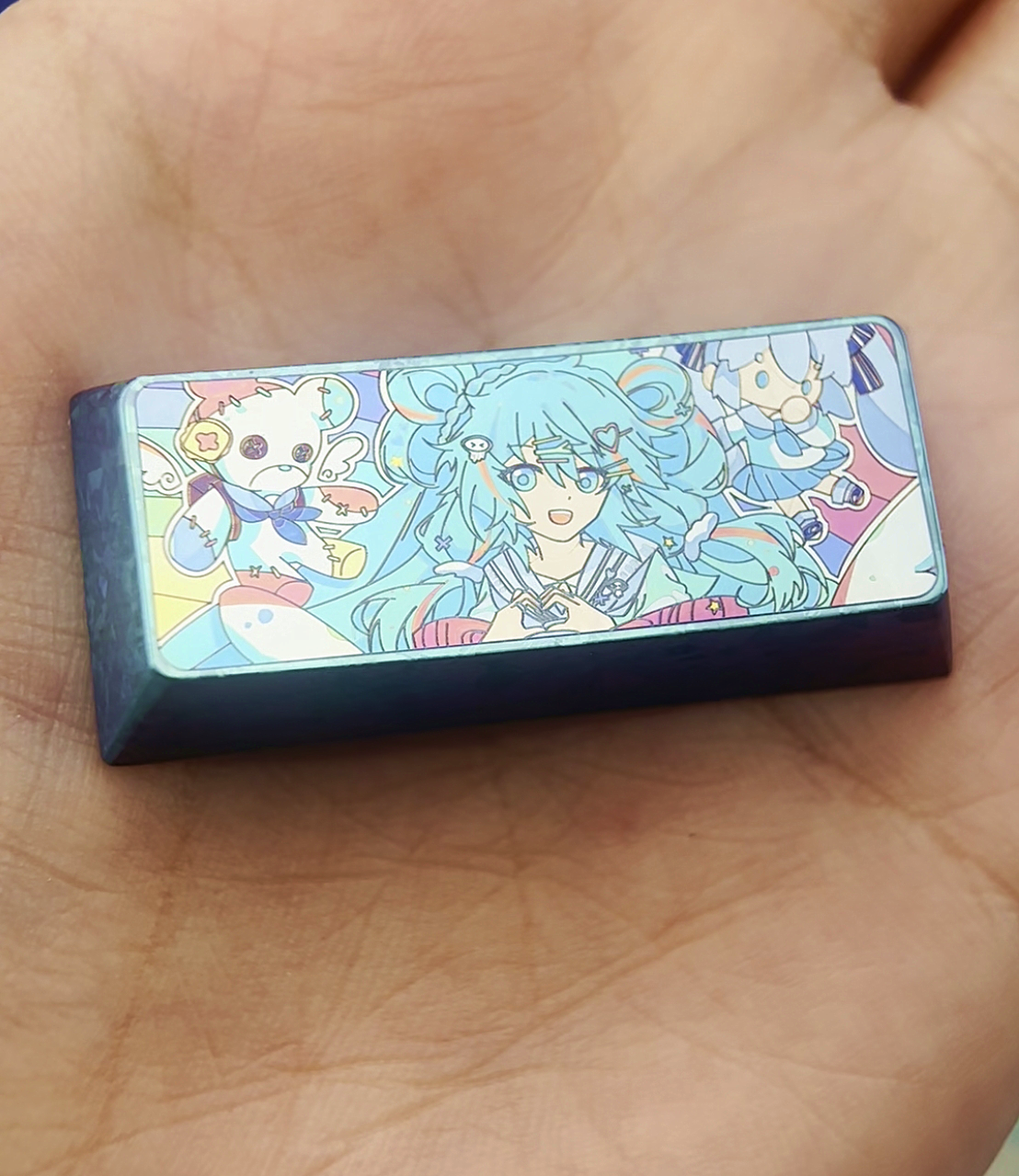 Hatsune Miku, 2.25U titanium alloy personalized metal keycaps, decorative keycaps, animation game keycaps