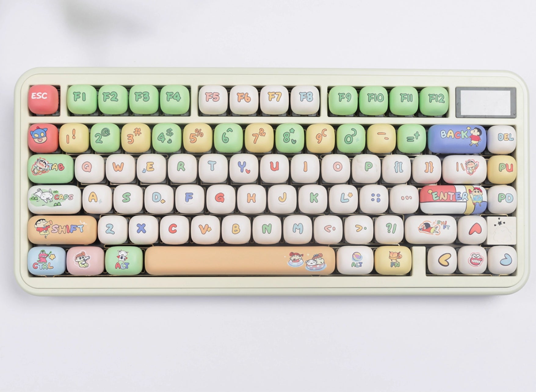 Crayon Shin chan keycaps MOG, MOA round height white cute MAC sublimation keycaps