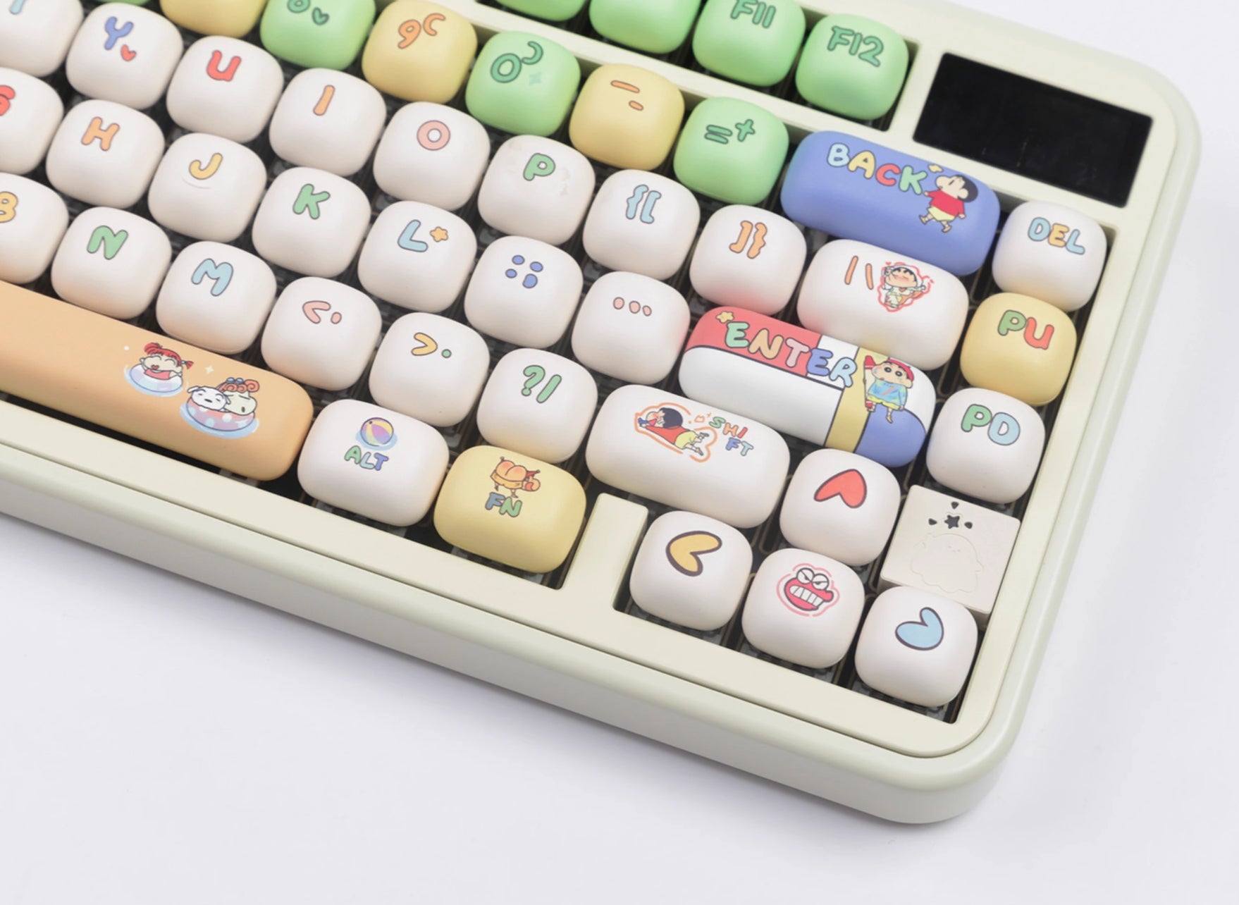 Crayon Shin chan keycaps MOG, MOA round height white cute MAC sublimation keycaps