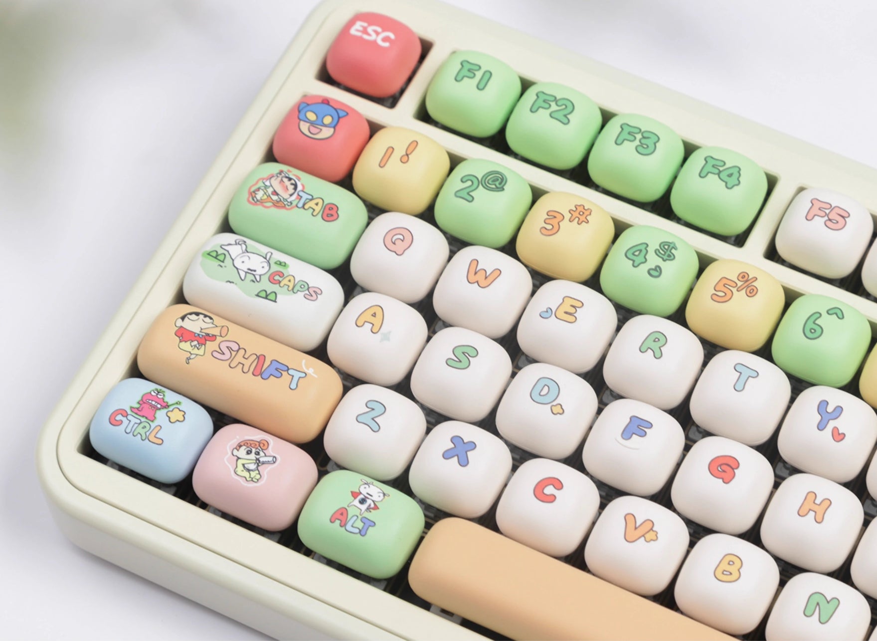 Crayon Shin chan keycaps MOG, MOA round height white cute MAC sublimation keycaps
