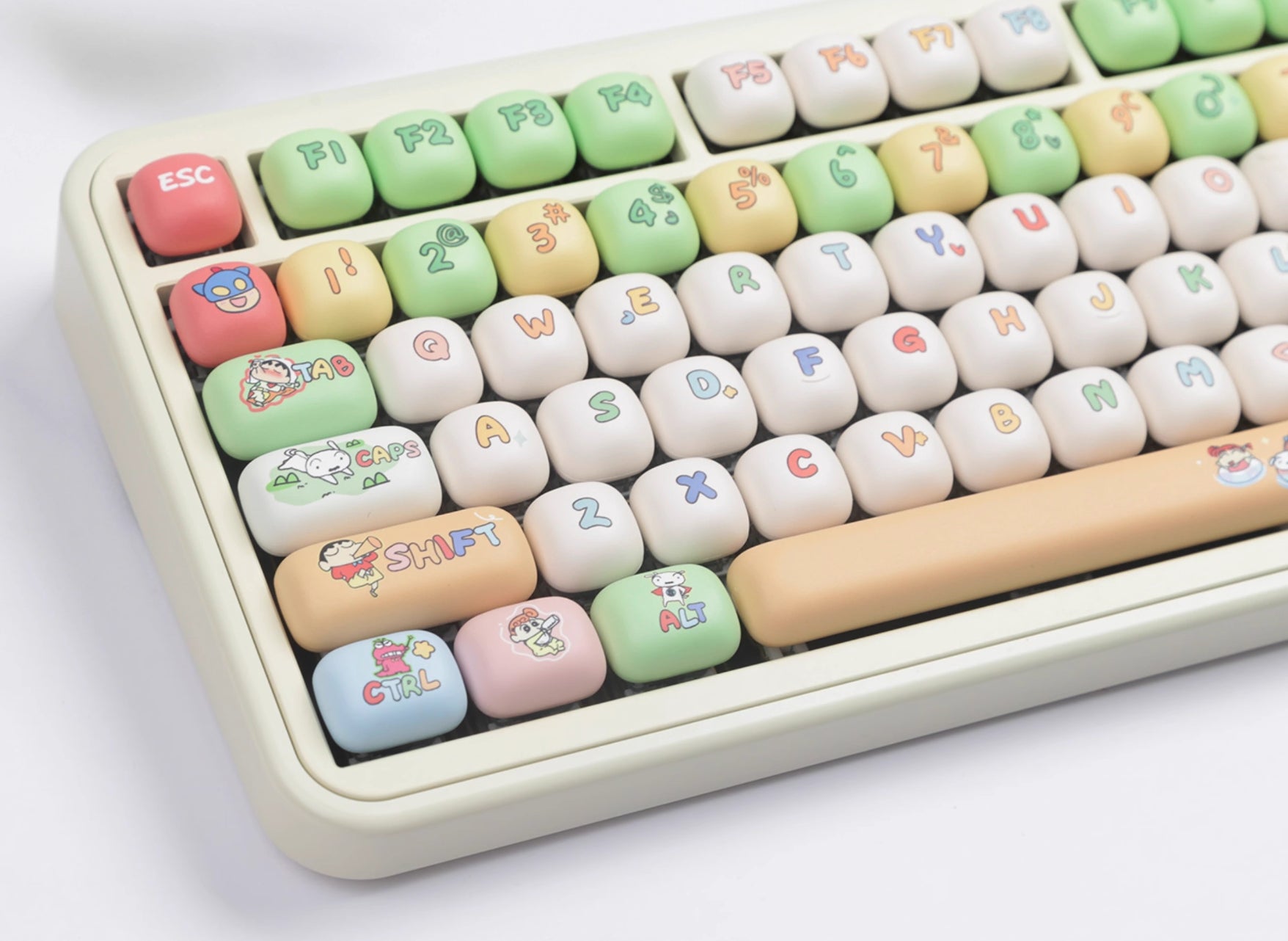 Crayon Shin chan keycaps MOG, MOA round height white cute MAC sublimation keycaps