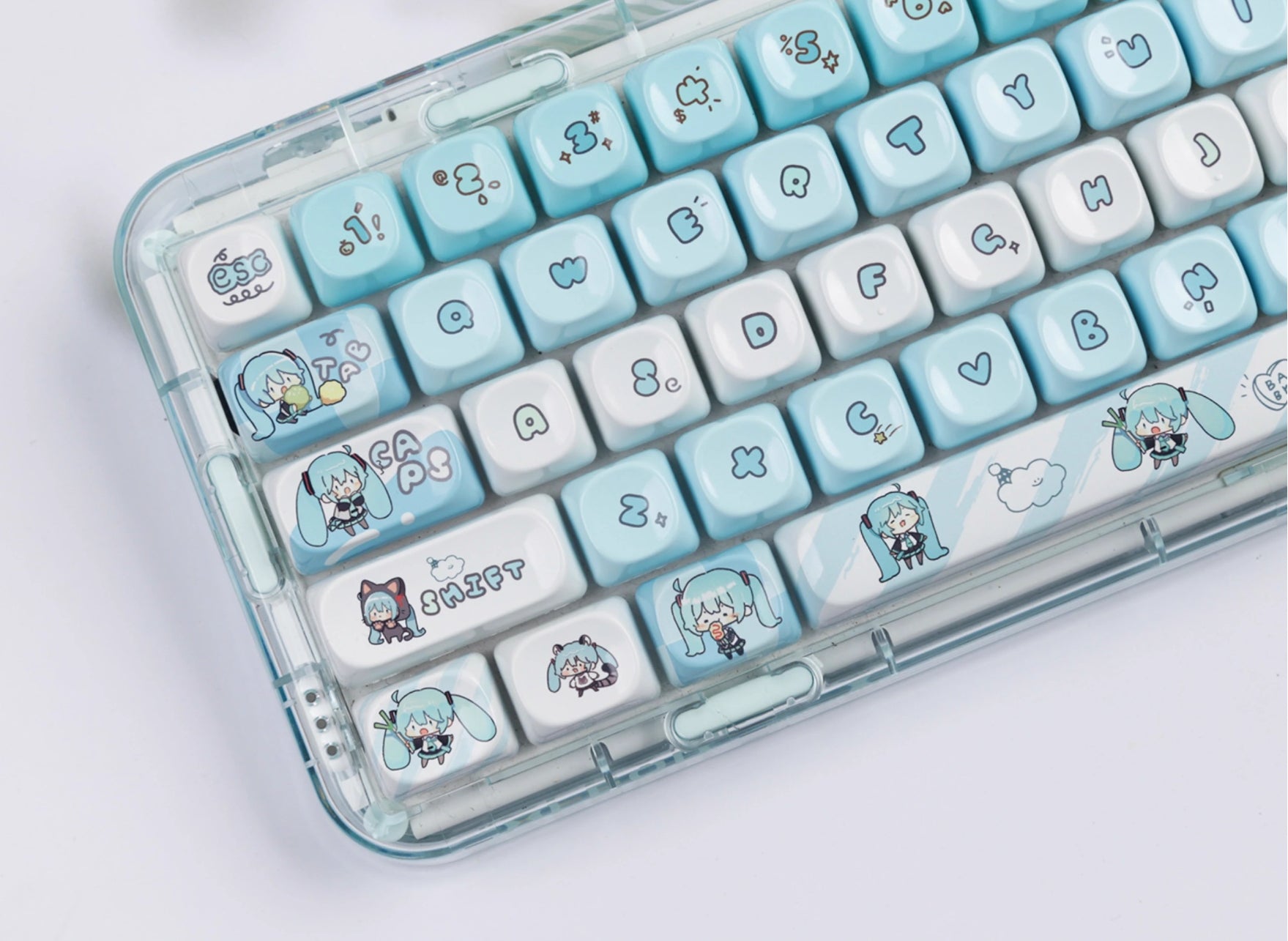Hatsune Miku similar ceramic texture key cap MOA height PBT magnetic axis applicable key cap