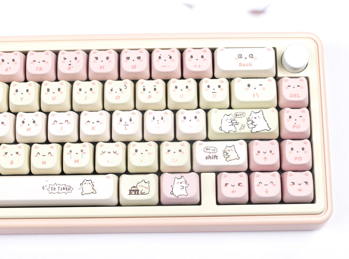 Little Lazy Cat Keycap Cat shaped MAO Highly Cute Heat Sublimation Personality Set Keycap