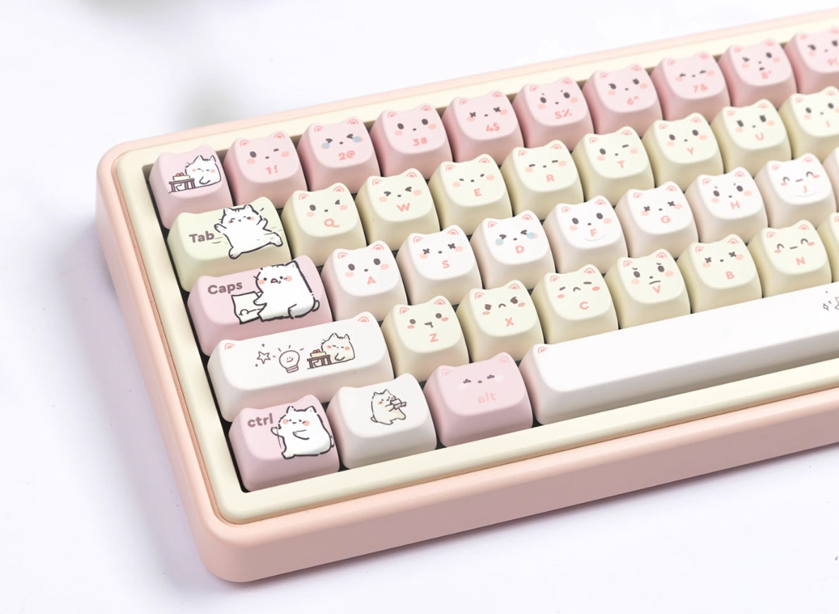 Little Lazy Cat Keycap Cat shaped MAO Highly Cute Heat Sublimation Personality Set Keycap