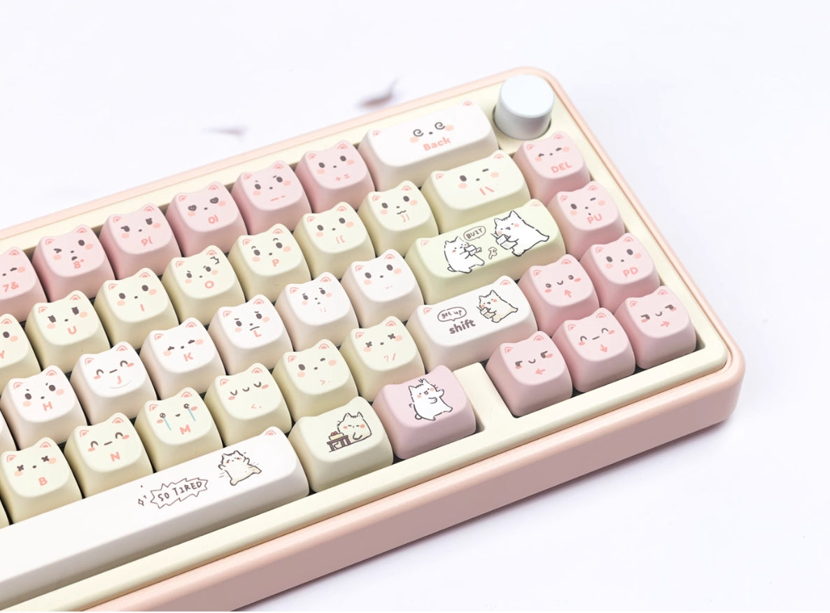 Little Lazy Cat Keycap Cat shaped MAO Highly Cute Heat Sublimation Personality Set Keycap