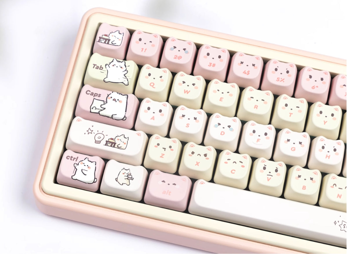 Little Lazy Cat Keycap Cat shaped MAO Highly Cute Heat Sublimation Personality Set Keycap