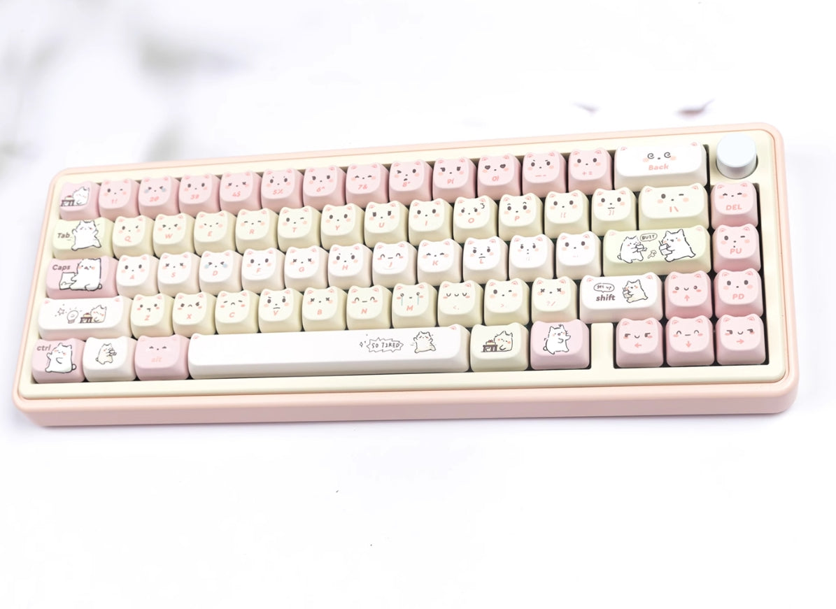 Little Lazy Cat Keycap Cat shaped MAO Highly Cute Heat Sublimation Personality Set Keycap