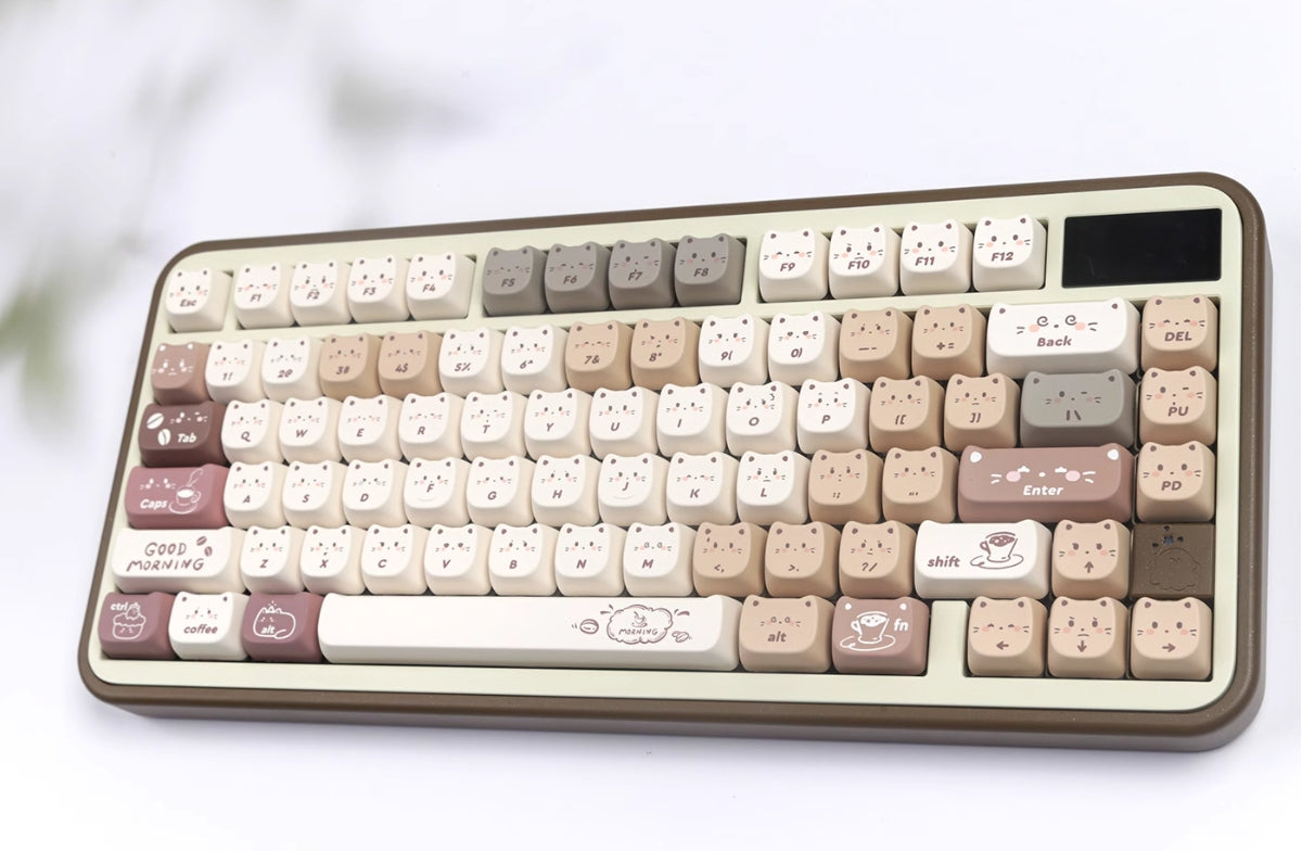 Coffee Cat Keycaps Cat shaped Keycaps Cute Heat Sublimation Personalized Set Keycaps