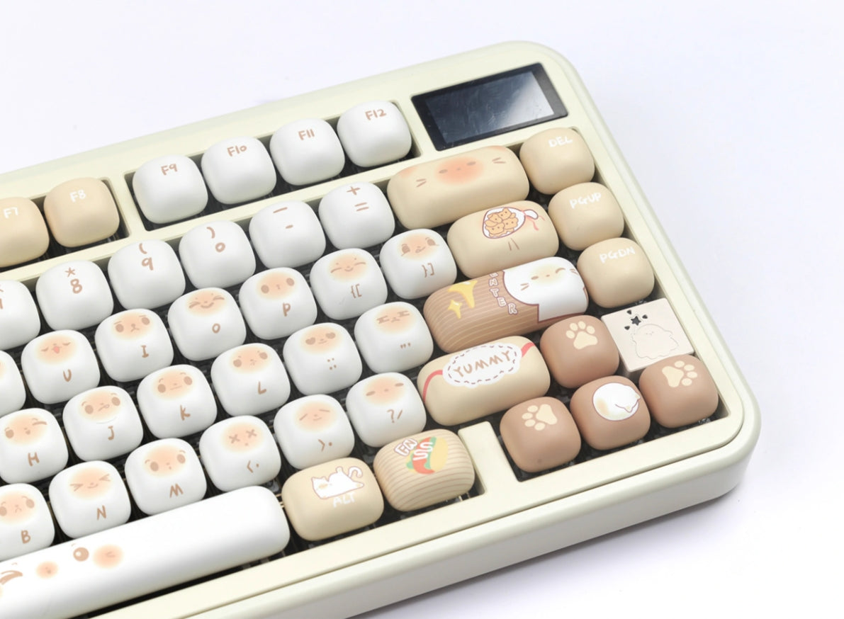 Round cat expression keycap MOG round height keycap cute heat sublimation personality set keycap