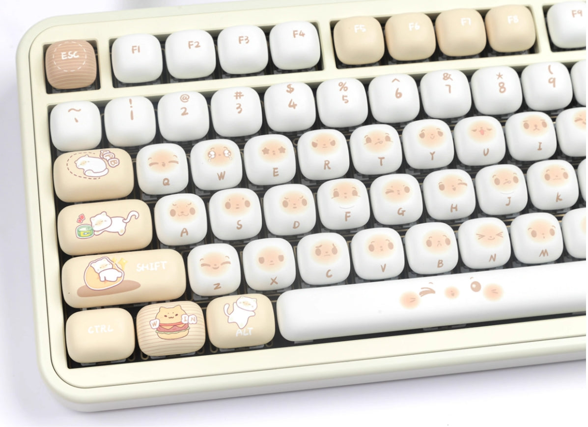 Round cat expression keycap MOG round height keycap cute heat sublimation personality set keycap
