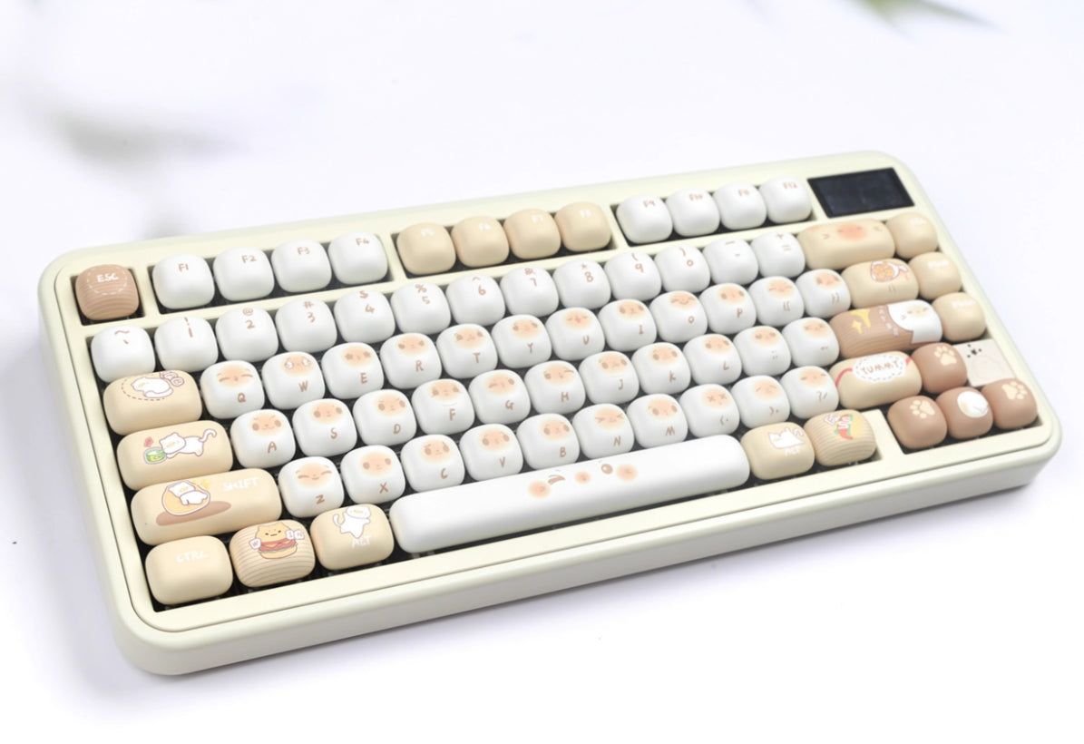 Round cat expression keycap MOG round height keycap cute heat sublimation personality set keycap