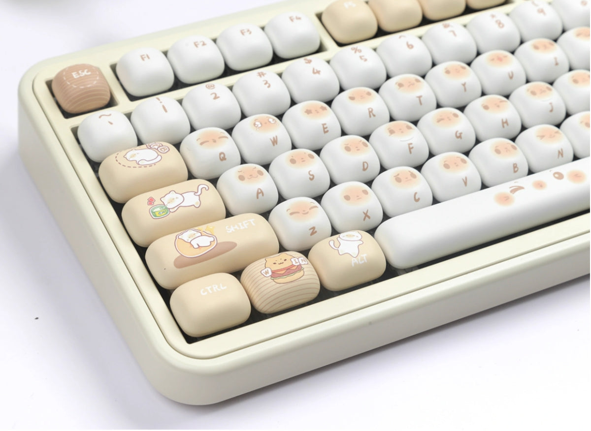 Round cat expression keycap MOG round height keycap cute heat sublimation personality set keycap