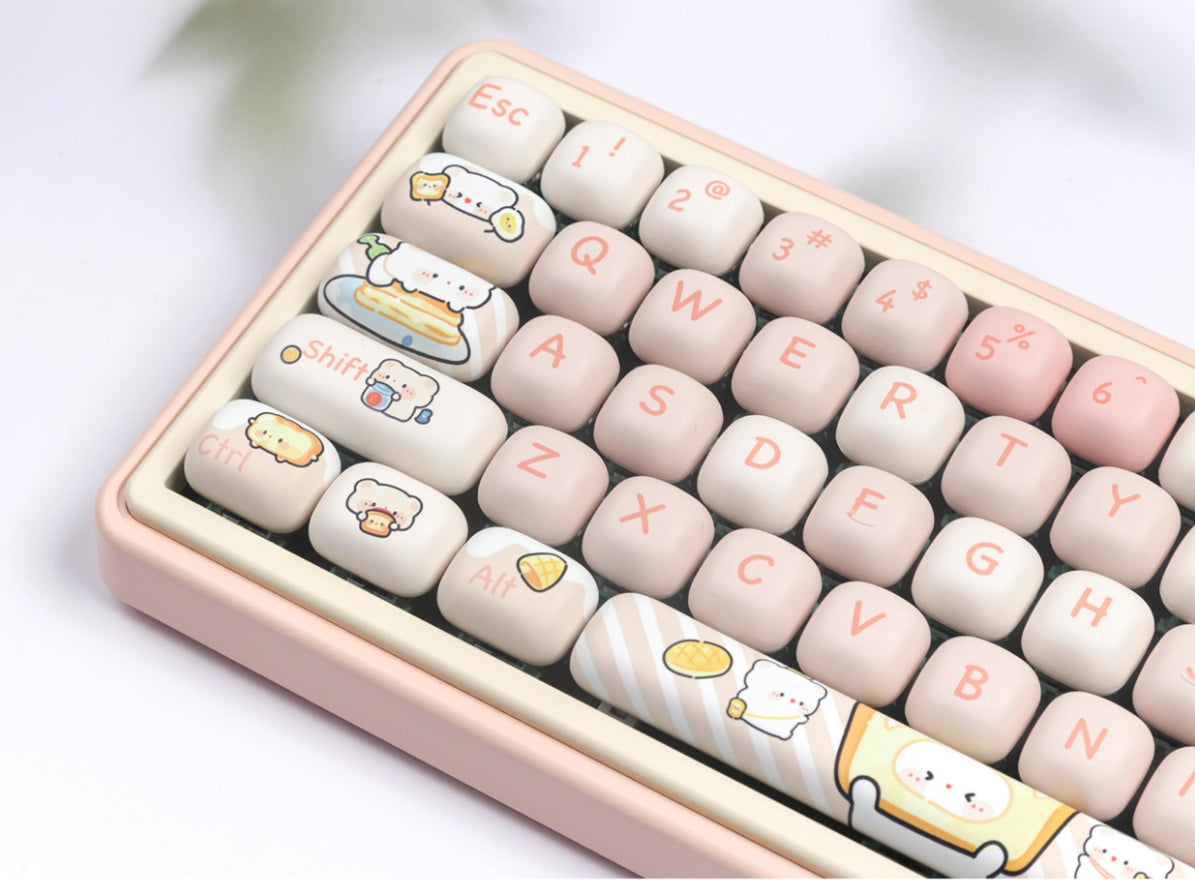 Bread Bear Rounded Keycaps MOG High Heat Sublimation Personalized Set Keycaps