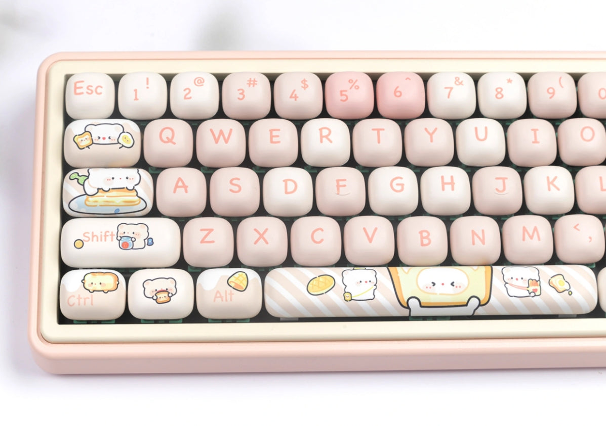 Bread Bear Rounded Keycaps MOG High Heat Sublimation Personalized Set Keycaps