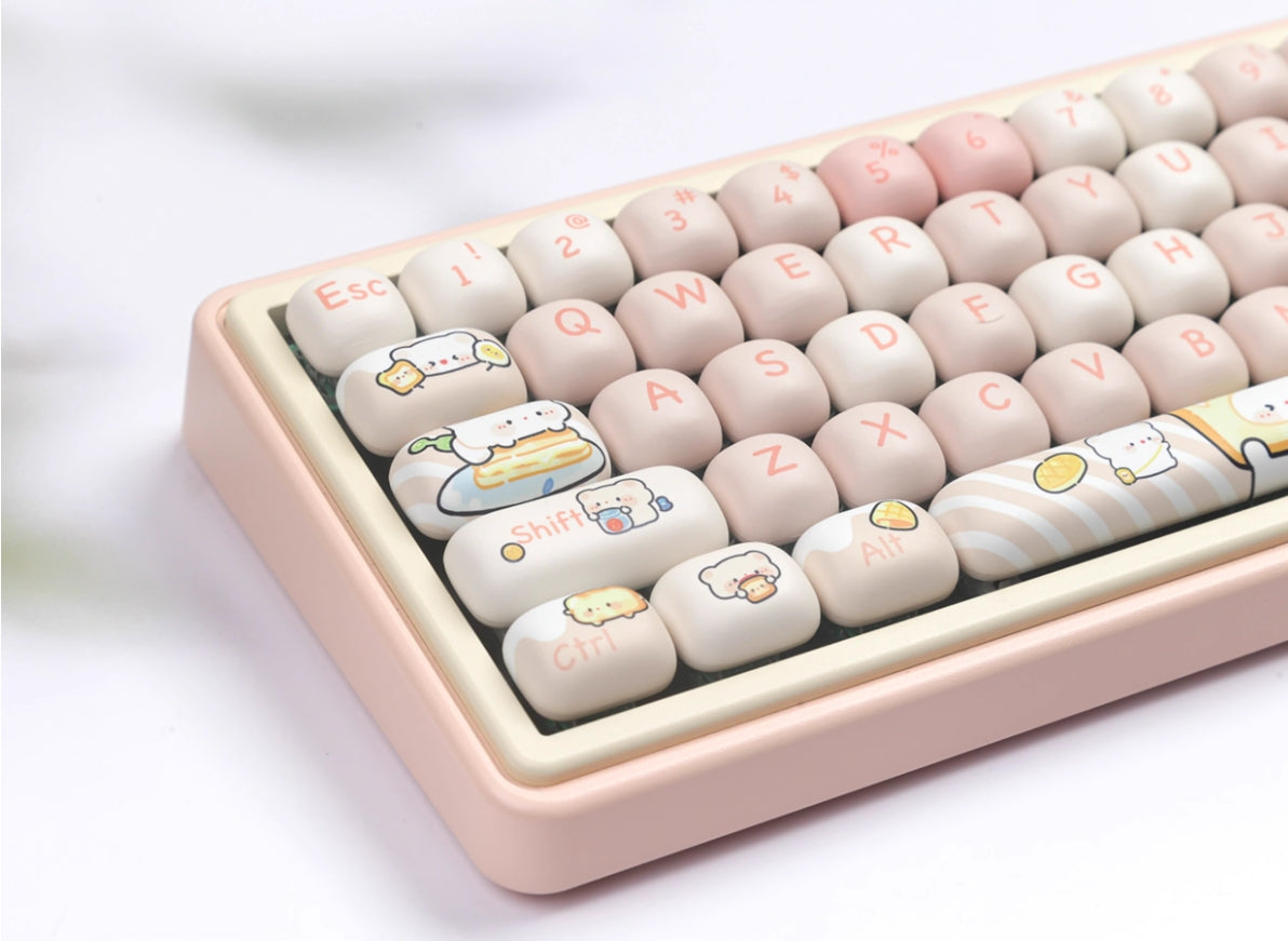 Bread Bear Rounded Keycaps MOG High Heat Sublimation Personalized Set Keycaps