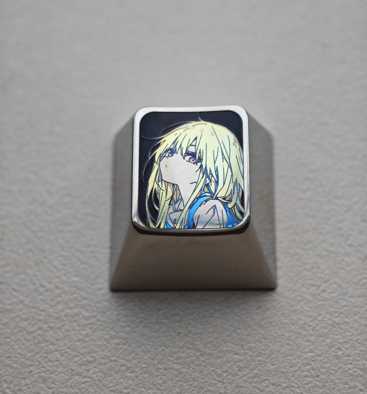 1U titanium alloy personalized keycaps, anime metal keycaps, keyboard decorative keycaps.