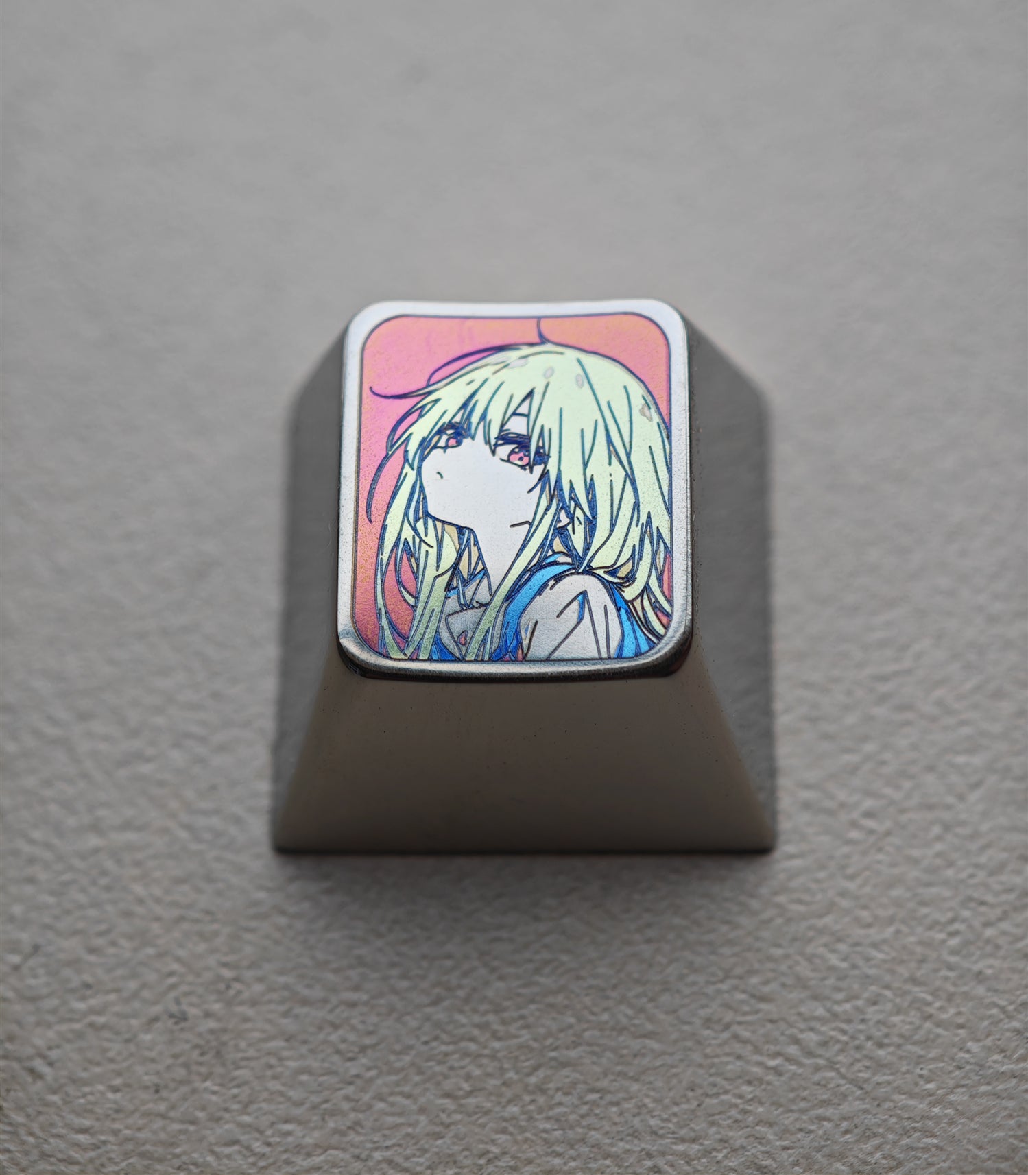 1U titanium alloy personalized keycaps, anime metal keycaps, keyboard decorative keycaps.