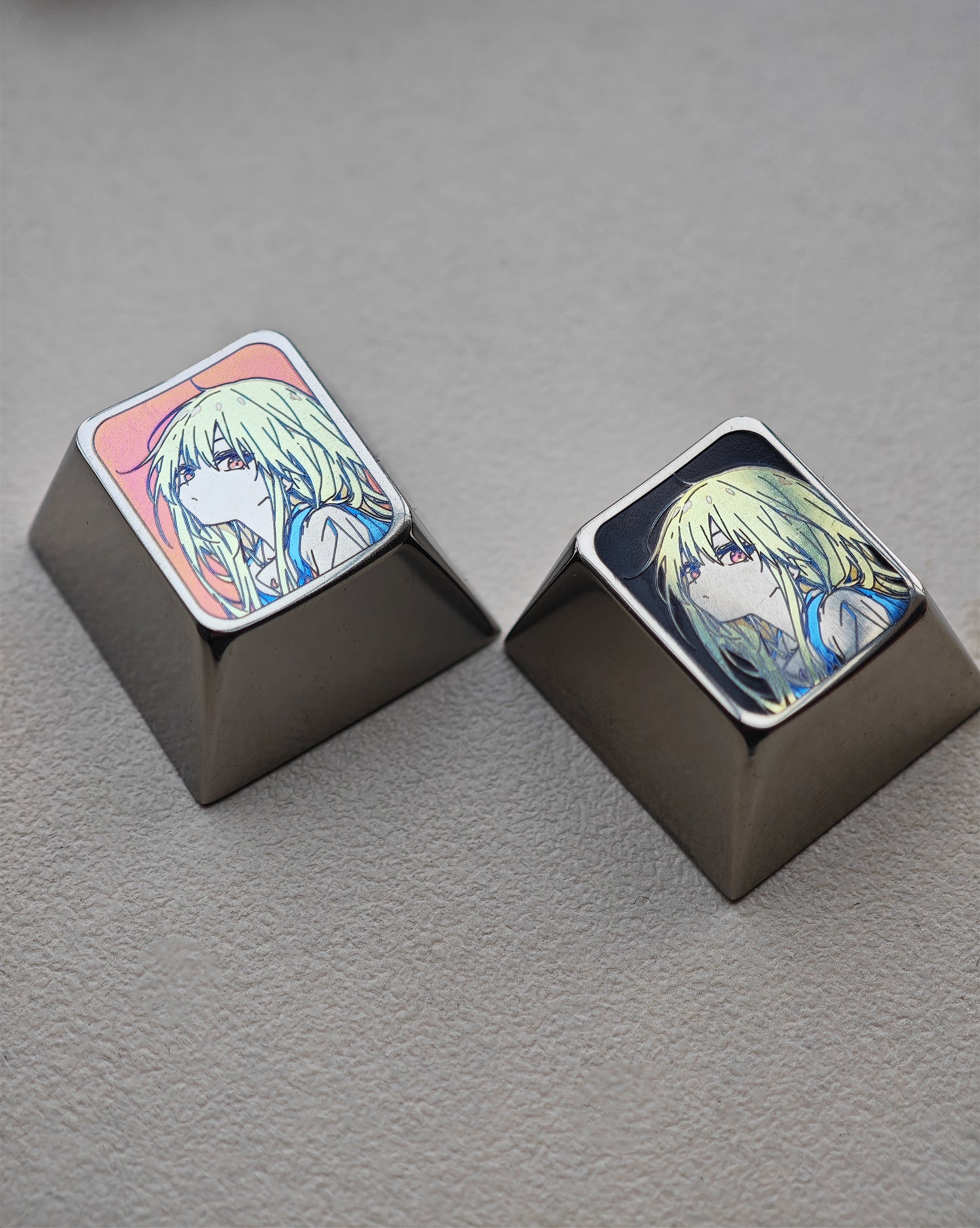 1U titanium alloy personalized keycaps, anime metal keycaps, keyboard decorative keycaps.