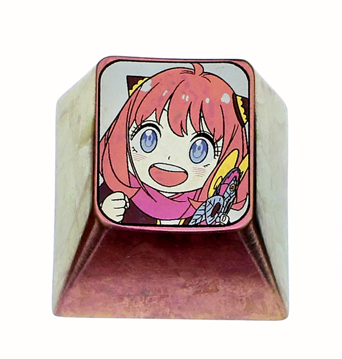 Anya Forger, 1U titanium alloy color carved personalized keycaps, keyboard decorative keycaps.